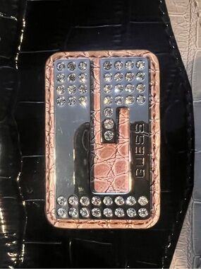 GUESS Rose Pink Croc-Embossed Phone Case with Crystal 'G' Accent
